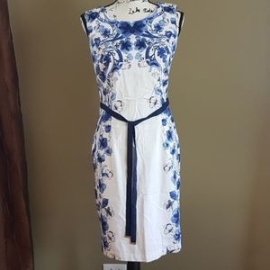 Cotton Sleeveless Gzhel Style Dress White Size S - image 1